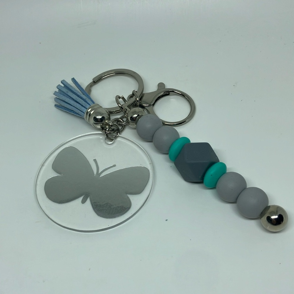 Silicone beaded wristlet keychain